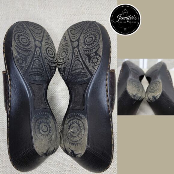 Born Women's Brown Leather Silver Buckle Detail Thong Wedge Sandals Size 7 - Picture 11 of 13